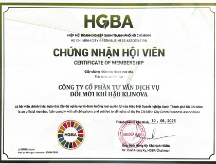 Certificate of Membership - Ho Chi Minh City Green Business Association (HGBA)