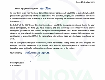 Certificate of Appreciation for ICAT Advisory Committee Service