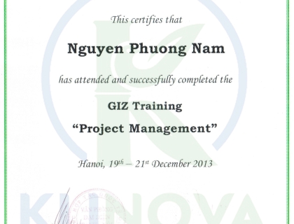 Certificates on Gender & Development, Project Management & Waste-to-Energy Trainings to KLINOVA staff  