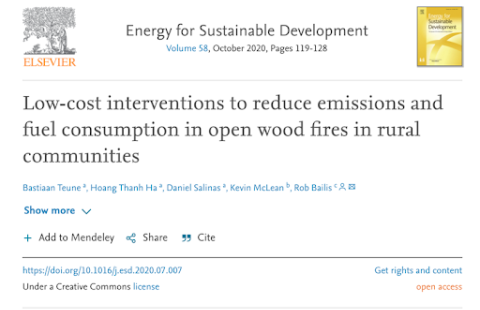 Low-cost interventions to reduce emissions and fuel consumption in open wood fires in rural communities